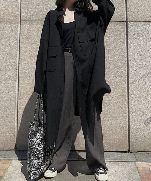 VitaFelice（ヴィータフェリーチェ）の「オーバーサイズ ルーズシャツ（その他アウター・レディース・カーキ/ブラック・FREE）」の15枚目の写真