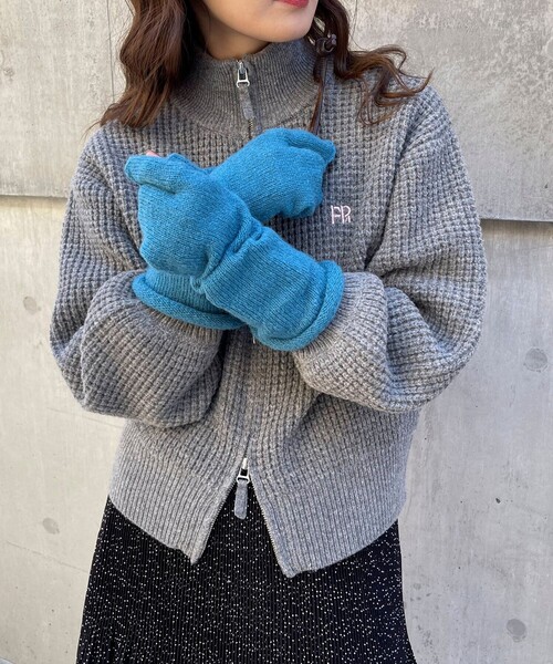 CONTROL FREAK / CTFK（コントロールフリーク）の「【CONTROL FREAK/コントロールフリーク】フィンガーレスニットロングミトン（手袋・レディース・チャコールグレー/グリーン/ライトブルー・FREE）」の5枚目の写真