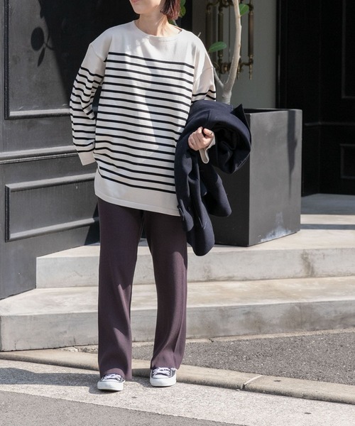 FORK&SPOON（フォークアンドスプーン）の「FORK&SPOON　キュプラ混リブニットパンツ（その他パンツ・レディース・ブラック/チャコールグレー/モカ・2/1）」の10枚目の写真