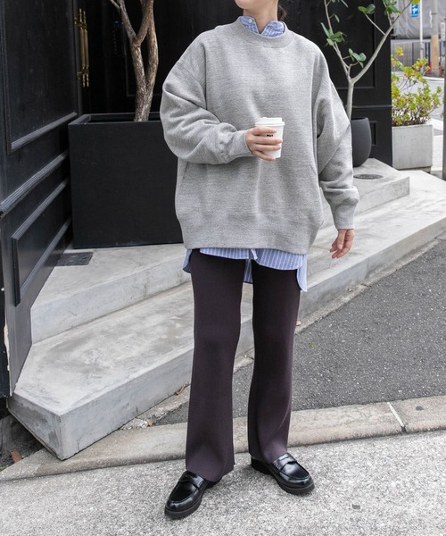 FORK&SPOON（フォークアンドスプーン）の「FORK&SPOON　キュプラ混リブニットパンツ（その他パンツ・レディース・ブラック/チャコールグレー/モカ・2/1）」の12枚目の写真