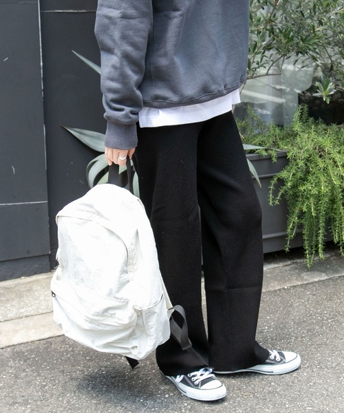 FORK&SPOON（フォークアンドスプーン）の「FORK&SPOON　キュプラ混リブニットパンツ（その他パンツ・レディース・ブラック/チャコールグレー/モカ・2/1）」の18枚目の写真