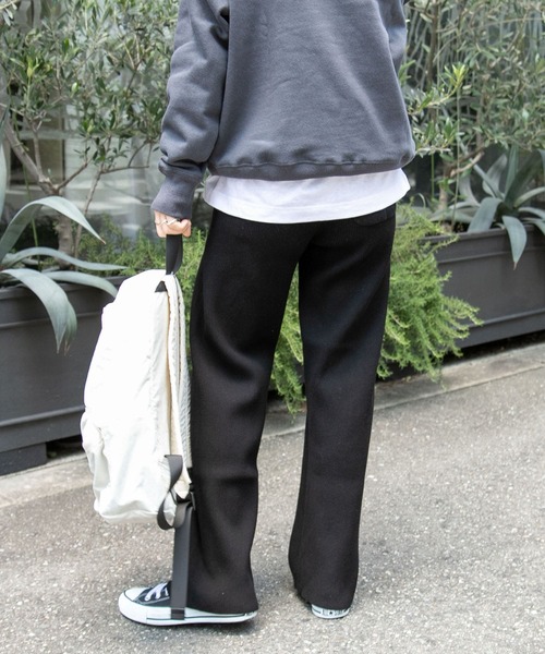 FORK&SPOON（フォークアンドスプーン）の「FORK&SPOON　キュプラ混リブニットパンツ（その他パンツ・レディース・ブラック/チャコールグレー/モカ・2/1）」の19枚目の写真