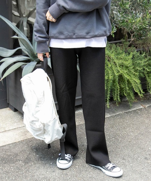 FORK&SPOON（フォークアンドスプーン）の「FORK&SPOON　キュプラ混リブニットパンツ（その他パンツ・レディース・ブラック/チャコールグレー/モカ・2/1）」の21枚目の写真