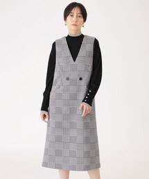 CAST: | 【イチオシ】ハウンドトゥースチェックダンボールジャンパースカート(ジャンパースカート)