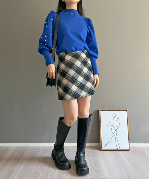 Jewelobe(ジュエローブ)の「パフスリーブパールニット(ニット/セーター・レディース・レッド/グレー/ブラック/ブルー/ホワイト・FREE)」の9枚目の写真
