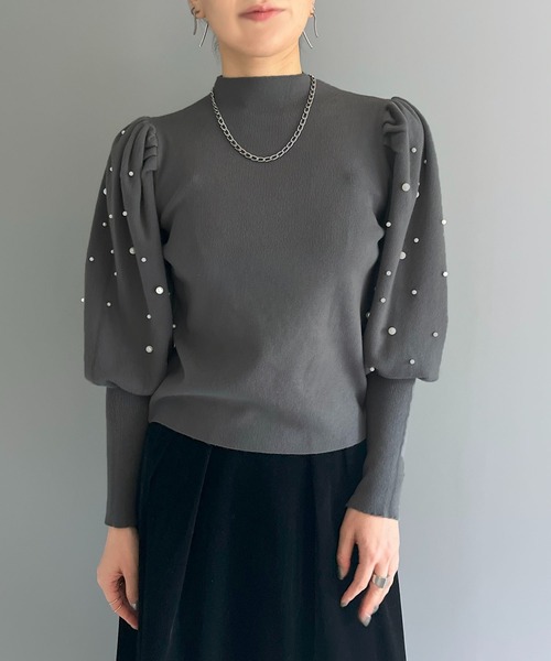 Jewelobe(ジュエローブ)の「パフスリーブパールニット(ニット/セーター・レディース・レッド/グレー/ブラック/ブルー/ホワイト・FREE)」の18枚目の写真