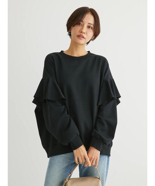 Sugar spoon（シュガースプーン）の「・SUGAR　SPOON　ラッフルショルダースウェット（スウェット・レディース・ブラック/アイボリー/チャコールグレー/ネイビー・FREE）」の8枚目の写真