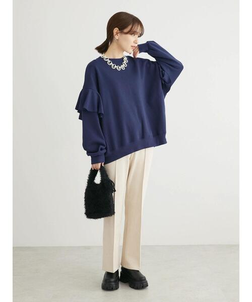 Sugar spoon（シュガースプーン）の「・SUGAR　SPOON　ラッフルショルダースウェット（スウェット・レディース・ブラック/アイボリー/チャコールグレー/ネイビー・FREE）」の15枚目の写真