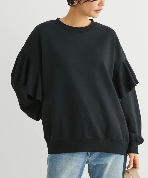 Sugar spoon（シュガースプーン）の「・SUGAR　SPOON　ラッフルショルダースウェット（スウェット・レディース・ブラック/アイボリー/チャコールグレー/ネイビー・FREE）」の2枚目の写真