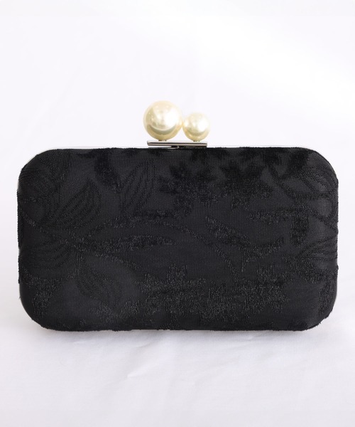 PourVous（プールヴー）の「花柄 パール クラッチバッグ 結婚式 同窓会 オケージョン お呼ばれ  パーティーバッグ（クラッチバッグ・レディース・ピンク/ブラック/ベージュ・FREE）」の2枚目の写真