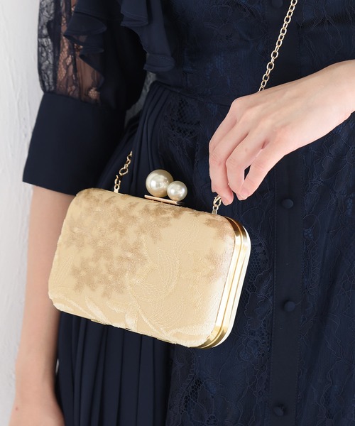PourVous（プールヴー）の「花柄 パール クラッチバッグ 結婚式 同窓会 オケージョン お呼ばれ  パーティーバッグ（クラッチバッグ・レディース・ピンク/ブラック/ベージュ・FREE）」の18枚目の写真