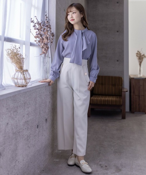 clear（クリア）の「ドレープスカーフブラウス(スカーフ取り外し可)≪2024SS≫（シャツ/ブラウス・レディース・ブルーグレー/ブラック/オフホワイト・F）」の15枚目の写真