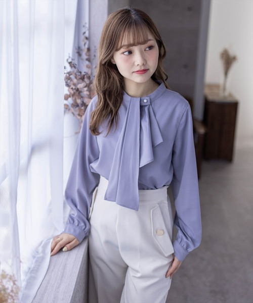 clear（クリア）の「ドレープスカーフブラウス(スカーフ取り外し可