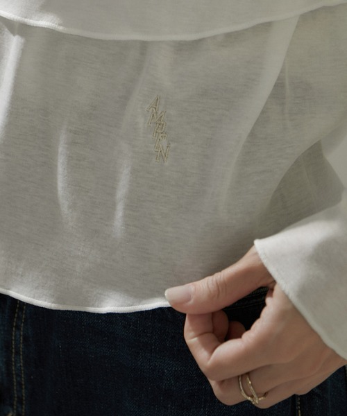 AMERICANA（アメリカーナ）の「[24SS]【Americana for SALON】別注シアーロンT＆キャミソールセットアップ（Tシャツ/カットソー・レディース・ラベンダー/チャコールグレー/ホワイト・FREE）」の8枚目の写真