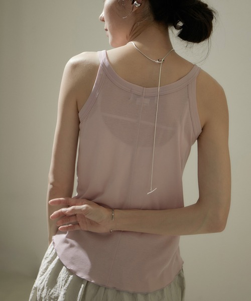 AMERICANA（アメリカーナ）の「[24SS]【Americana for SALON】別注シアーロンT＆キャミソールセットアップ（Tシャツ/カットソー・レディース・ラベンダー/チャコールグレー/ホワイト・FREE）」の12枚目の写真