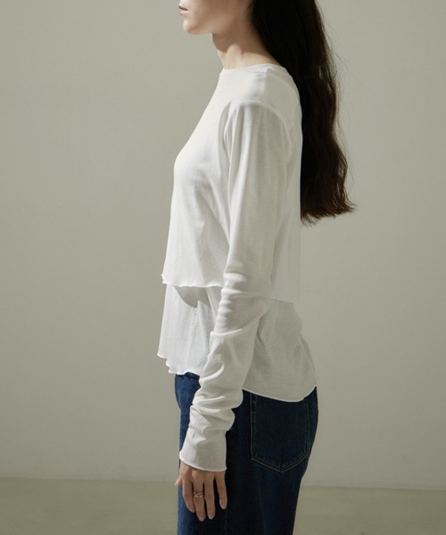 AMERICANA（アメリカーナ）の「[24SS]【Americana for SALON】別注シアーロンT＆キャミソールセットアップ（Tシャツ/カットソー・レディース・ラベンダー/チャコールグレー/ホワイト・FREE）」の15枚目の写真