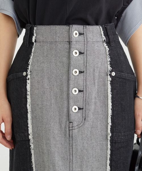 LAVEANGE（ラビアンジェ）の「配色パッチワークデニムスカート（デニムスカート・レディース・ネイビー/ブラック・5L/4L/3L/LL/M）」の21枚目の写真