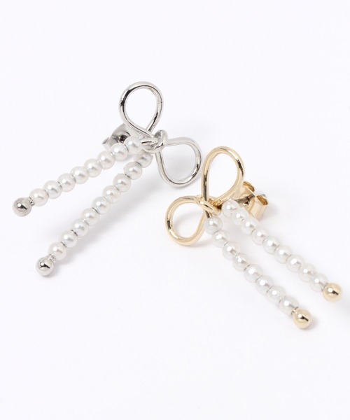 Heather（ヘザー）の「パールリボンピアス　100514（ピアス（両耳用）・レディース・シルバー/ゴールド・ONE SIZE）」の5枚目の写真