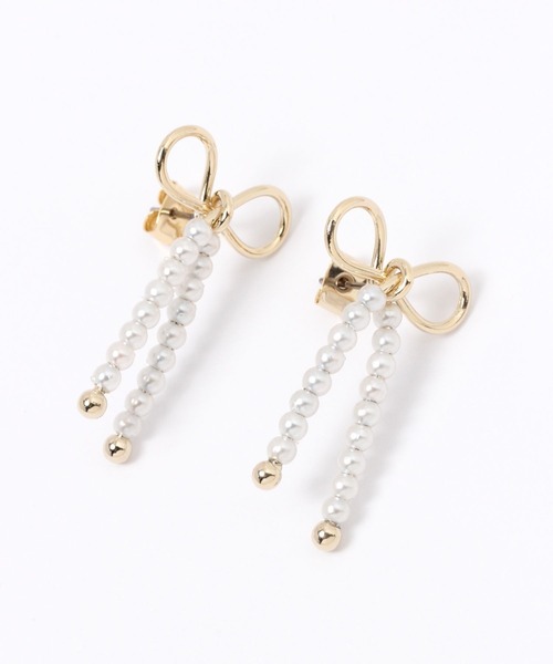 Heather（ヘザー）の「パールリボンピアス　100514（ピアス（両耳用）・レディース・シルバー/ゴールド・ONE SIZE）」の4枚目の写真