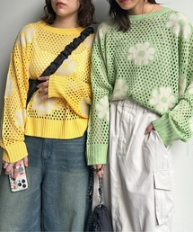 お花メッシュニット