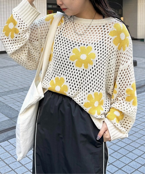CPCM（シーピーシーエム）の「お花メッシュニット（ニット