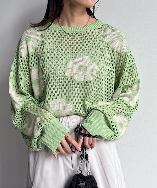 CPCM（シーピーシーエム）の「お花メッシュニット（ニット/セーター・レディース・グレー/アイボリー/ブラック/イエロー/グリーン系その他・F）」の11枚目の写真