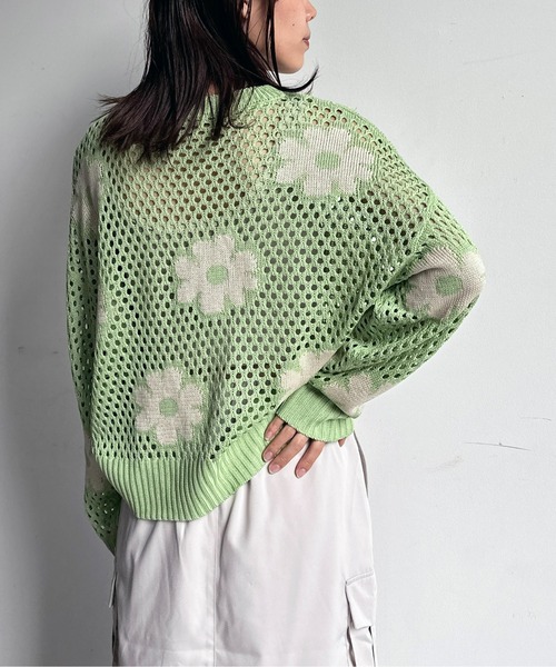 CPCM（シーピーシーエム）の「お花メッシュニット（ニット/セーター・レディース・グレー/アイボリー/ブラック/イエロー/グリーン系その他・F）」の8枚目の写真