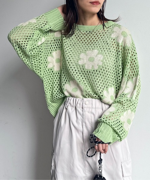 CPCM（シーピーシーエム）の「お花メッシュニット（ニット/セーター・レディース・グレー/アイボリー/ブラック/イエロー/グリーン系その他・F）」の10枚目の写真