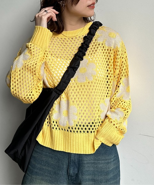 CPCM（シーピーシーエム）の「お花メッシュニット（ニット/セーター・レディース・グレー/アイボリー/ブラック/イエロー/グリーン系その他・F）」の18枚目の写真