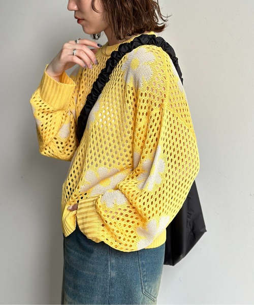 CPCM（シーピーシーエム）の「お花メッシュニット（ニット/セーター・レディース・グレー/アイボリー/ブラック/イエロー/グリーン系その他・F）」の19枚目の写真