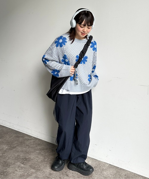 CPCM（シーピーシーエム）の「お花メッシュニット（ニット/セーター・レディース・グレー/アイボリー/ブラック/イエロー/グリーン系その他・F）」の7枚目の写真