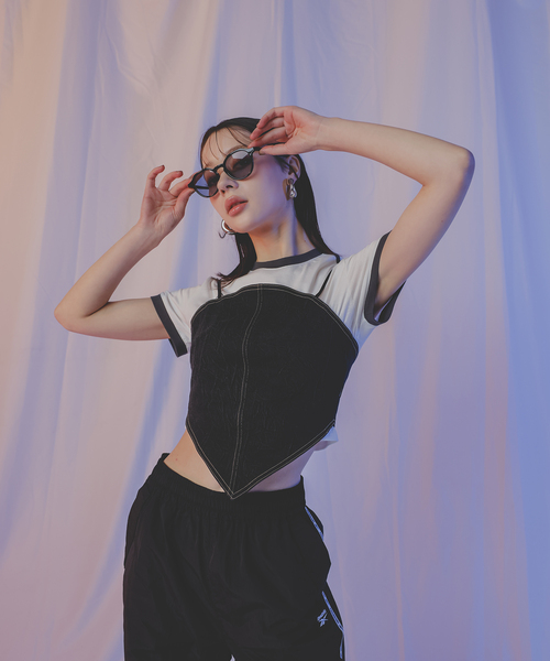 Anothera（アナザーエー）の「【ANOTHERA】リンガーチビTシャツ（Tシャツ/カットソー・レディース・ホワイト/サックスブルー/ベージュ・FREE）」の13枚目の写真