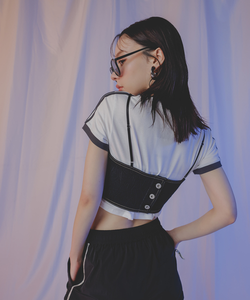 Anothera（アナザーエー）の「【ANOTHERA】リンガーチビTシャツ（Tシャツ/カットソー・レディース・ホワイト/サックスブルー/ベージュ・FREE）」の14枚目の写真