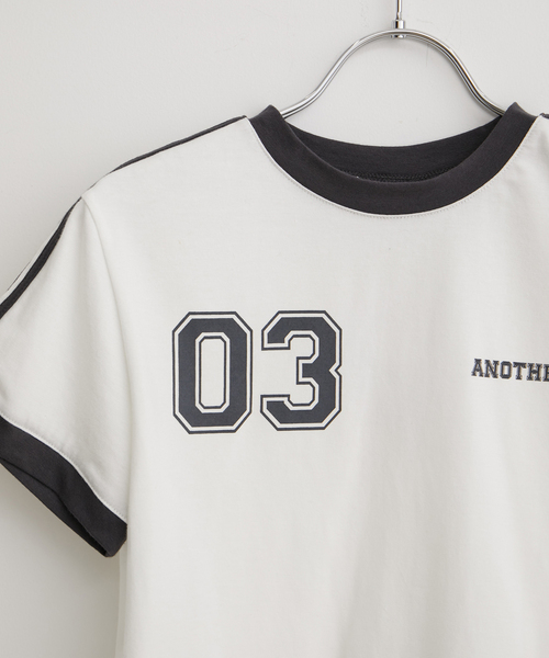 Anothera（アナザーエー）の「【ANOTHERA】リンガーチビTシャツ（Tシャツ/カットソー・レディース・ホワイト/サックスブルー/ベージュ・FREE）」の6枚目の写真