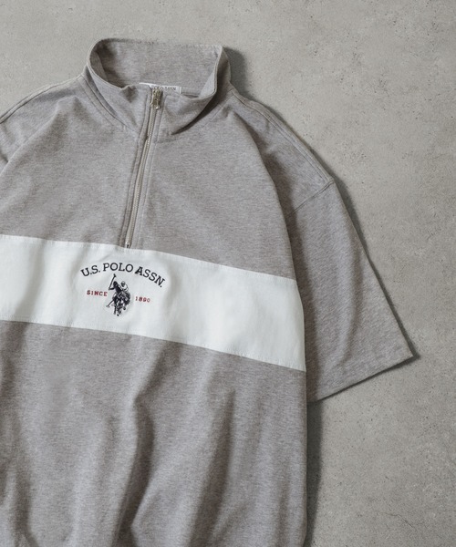 U.S. POLO ASSN.（ユーエスポロアッスン）の「【U.S. POLO ASSN.】 ビッグシルエット ロゴ刺繍 ハーフジップ ポロシャツ（ポロシャツ・メンズ・グレー/オフホワイト/ブラック/ネイビー・LARGE/MEDIUM/X-LARGE）」の4枚目の写真