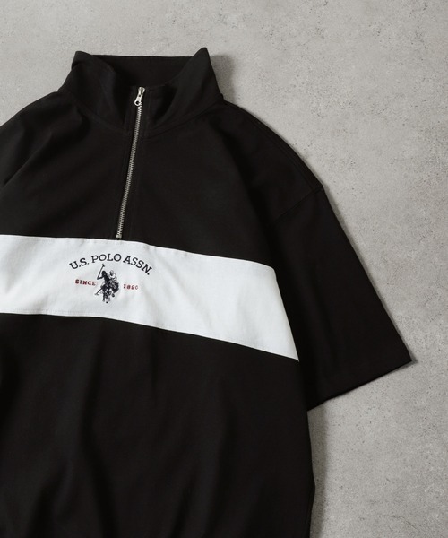 U.S. POLO ASSN.（ユーエスポロアッスン）の「【U.S. POLO ASSN.】 ビッグシルエット ロゴ刺繍 ハーフジップ ポロシャツ（ポロシャツ・メンズ・グレー/オフホワイト/ブラック/ネイビー・LARGE/MEDIUM/X-LARGE）」の3枚目の写真