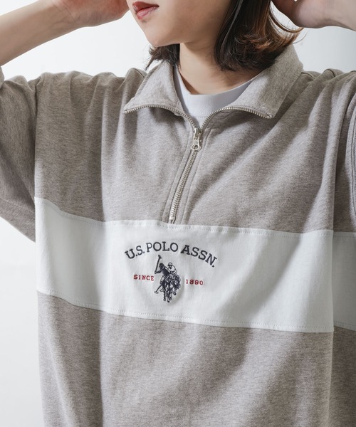 U.S. POLO ASSN.（ユーエスポロアッスン）の「【U.S. POLO ASSN.】 ビッグシルエット ロゴ刺繍 ハーフジップ ポロシャツ（ポロシャツ・メンズ・グレー/オフホワイト/ブラック/ネイビー・LARGE/MEDIUM/X-LARGE）」の21枚目の写真