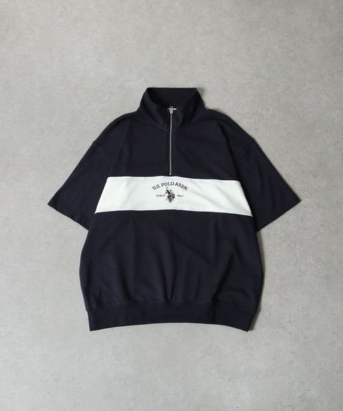 U.S. POLO ASSN.（ユーエスポロアッスン）の「【U.S. POLO ASSN.】 ビッグシルエット ロゴ刺繍 ハーフジップ ポロシャツ（ポロシャツ・メンズ・グレー/オフホワイト/ブラック/ネイビー・LARGE/MEDIUM/X-LARGE）」の12枚目の写真
