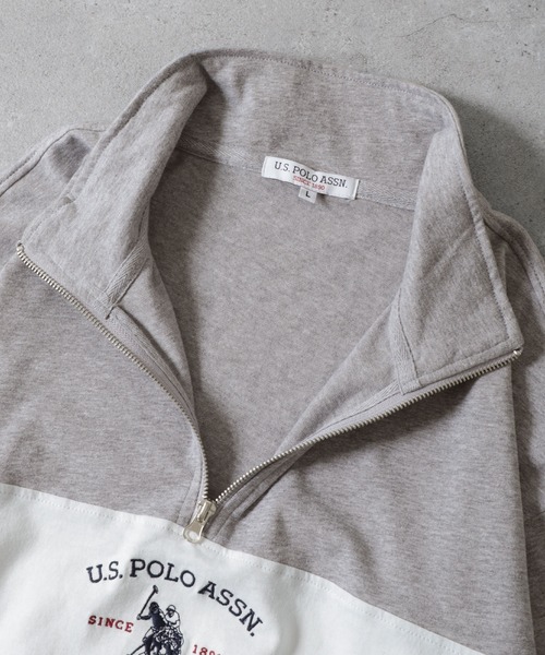 U.S. POLO ASSN.（ユーエスポロアッスン）の「【U.S. POLO ASSN.】 ビッグシルエット ロゴ刺繍 ハーフジップ ポロシャツ（ポロシャツ・メンズ・グレー/オフホワイト/ブラック/ネイビー・LARGE/MEDIUM/X-LARGE）」の14枚目の写真