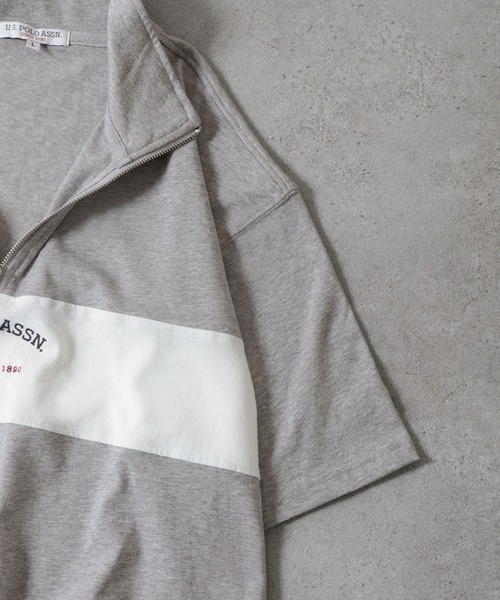 U.S. POLO ASSN.（ユーエスポロアッスン）の「【U.S. POLO ASSN.】 ビッグシルエット ロゴ刺繍 ハーフジップ ポロシャツ（ポロシャツ・メンズ・グレー/オフホワイト/ブラック/ネイビー・LARGE/MEDIUM/X-LARGE）」の5枚目の写真