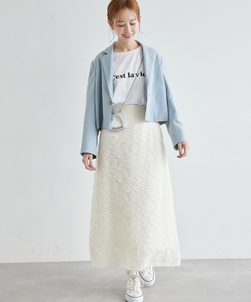 ROPE' PICNIC(ロペピクニック)の「ブライトシリーズ/クロップドジャケット/セットアップ対応(テーラードジャケット・レディース・ベージュ/ネイビー/サックスブルー・38)」の6枚目の写真