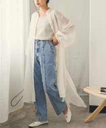 シアーストライプシャツワンピース