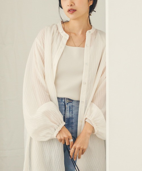 hunch（ハンチ）の「シアーストライプシャツワンピース（シャツワンピース・レディース・ベージュ系その他/グレー系その他/イエロー系その他・FREE）」の18枚目の写真