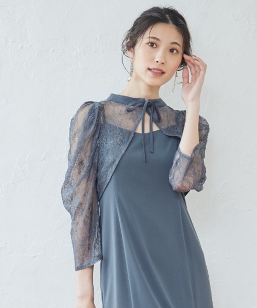 12Twelve Agenda（トゥエルブ　アジェンダ）の「【組み合わせ自由】【結婚式】前後2wayギャザースリーブボレロブラウス（カーディガン/ボレロ・レディース・ブラウン/カーキ/ネイビー・M/L）」の5枚目の写真