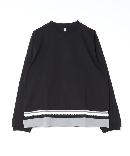 TRAP/U （トラップユー）の「コットン天竺 / 裾ラインリブ クルーネック ロンTee（長袖）（Tシャツ/カットソー・メンズ・ホワイト/ホワイト系その他/ブラック・M/L）」の3枚目の写真