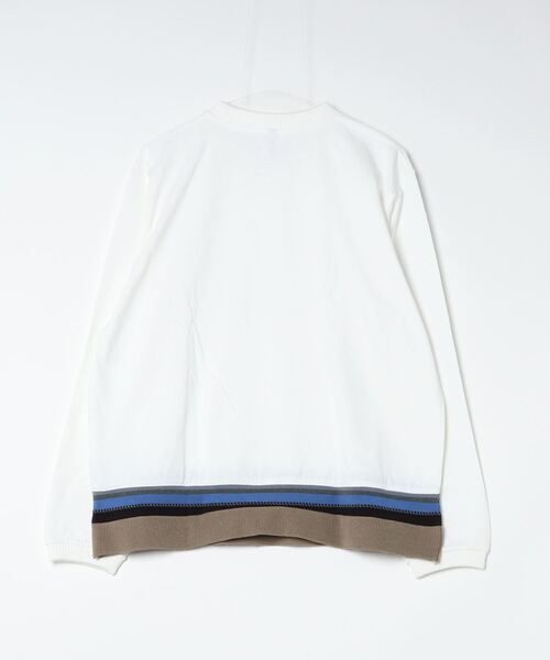 TRAP/U （トラップユー）の「コットン天竺 / 裾ラインリブ クルーネック ロンTee（長袖）（Tシャツ/カットソー・メンズ・ホワイト/ホワイト系その他/ブラック・M/L）」の4枚目の写真