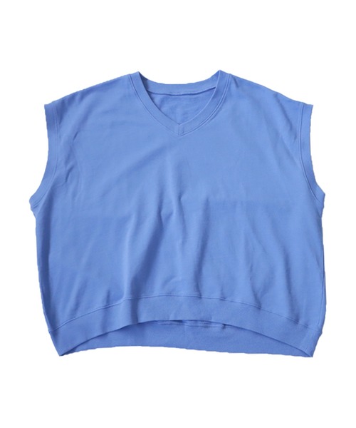 antiqua(アンティカ)の「裏毛Vネックトップス(Tシャツ/カットソー・レディース・ブルー/ブラック/ホワイト/ベージュ/ダークグレー・FREE)」の9枚目の写真