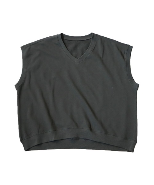 antiqua(アンティカ)の「裏毛Vネックトップス(Tシャツ/カットソー・レディース・ブルー/ブラック/ホワイト/ベージュ/ダークグレー・FREE)」の7枚目の写真