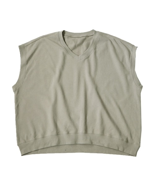 antiqua(アンティカ)の「裏毛Vネックトップス(Tシャツ/カットソー・レディース・ブルー/ブラック/ホワイト/ベージュ/ダークグレー・FREE)」の8枚目の写真