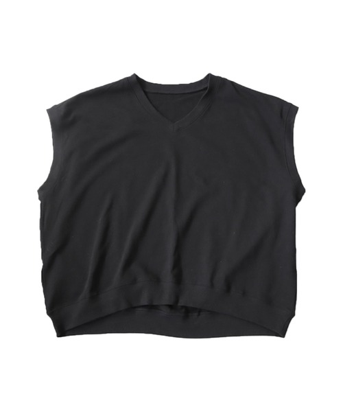 antiqua(アンティカ)の「裏毛Vネックトップス(Tシャツ/カットソー・レディース・ブルー/ブラック/ホワイト/ベージュ/ダークグレー・FREE)」の16枚目の写真